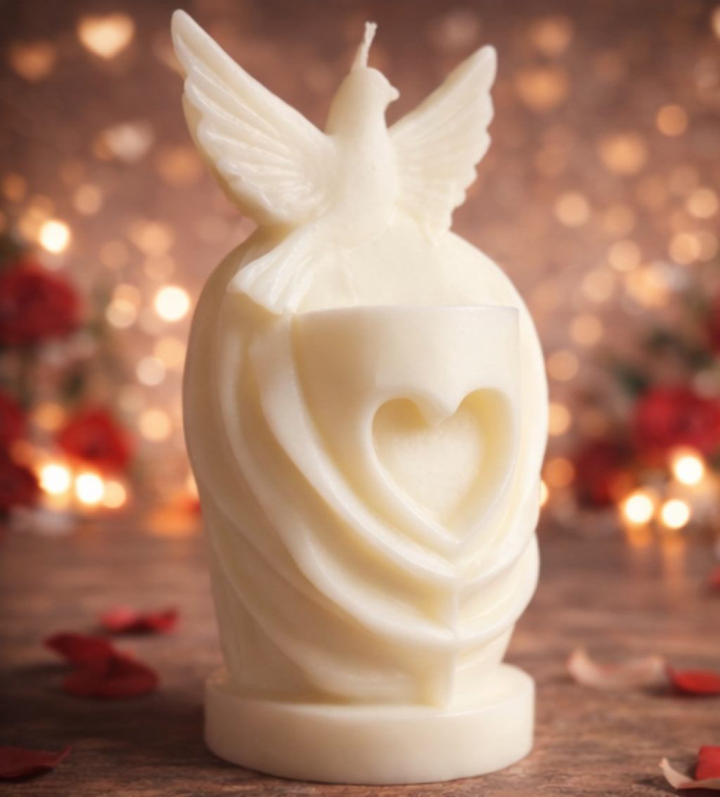 Engelskerze mit Herz